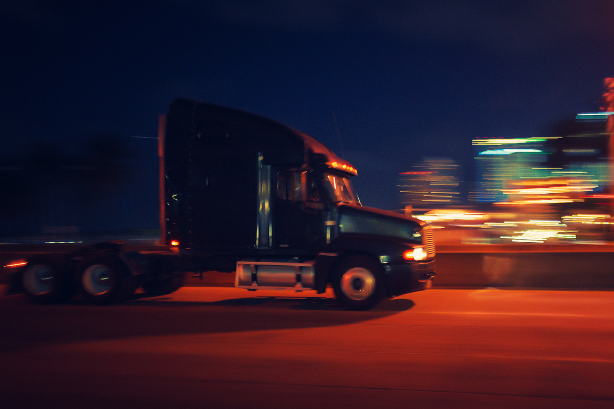 nighttime truck driving